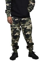 Men Army Camo Fleece Jogger Pants Active Sweatpants Bottoms Gym Gray Green