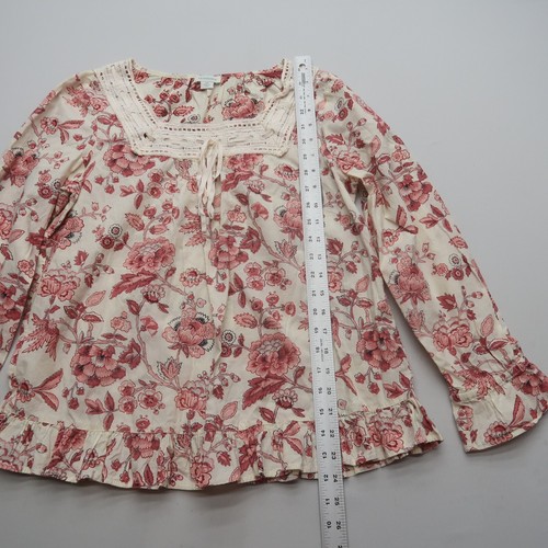 Sundance Floral Blouse XS Cottagecore Romantic Crochet Boho Lace Cotton Top - Picture 7 of 10