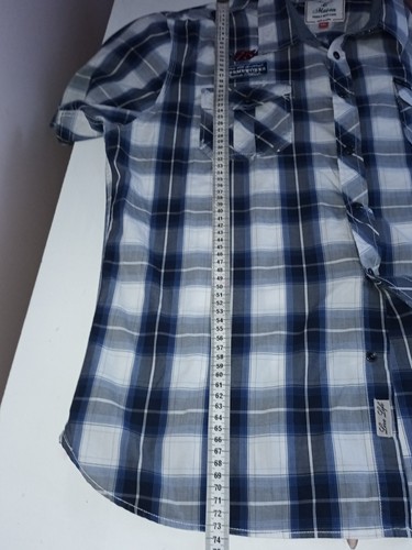  Stone & Mason Blue White Short Sleeve Check Shirt Size XXL EUC - Picture 5 of 9