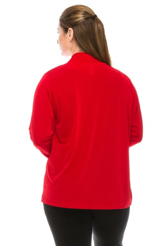 JOSTAR Cardigan DRAPE JACKET RED Poly Spandex Stretch SLINKY Knit S M L XL 2X 3X - Picture 8 of 8