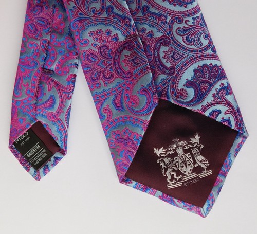 M&S padded silk tie Marks and Spencer Paisley pattern 62 inches long - Picture 3 of 3