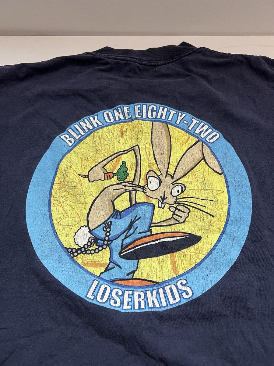 Vintage 1999 Blink 182 Loser Kids Band T Shirt L Blue Rabbit