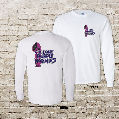 CYCLONE IVE GOT PURPLE HORNIES DRAG RACING RACE HOT ROD WHITE OR