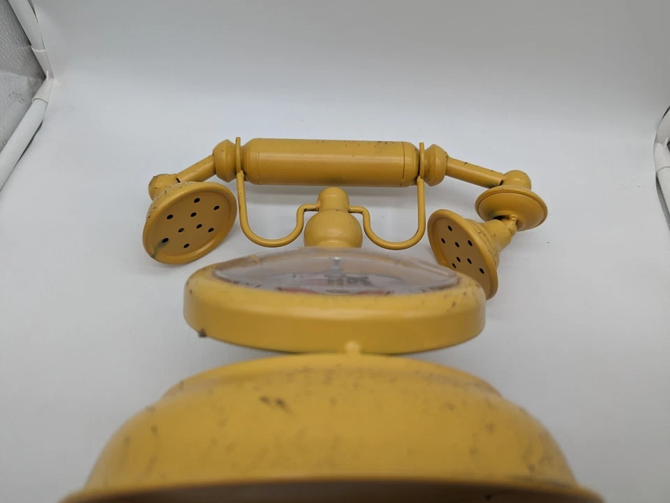 Yellow Retro Metal Mantel Clock - Old Fashioned Telephone - Vintage Shabby Chic - Image 3 of 4