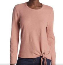 Madewell Blush Pink Side Tie Long Sleeve 100 Cotton Crepe Top XXS