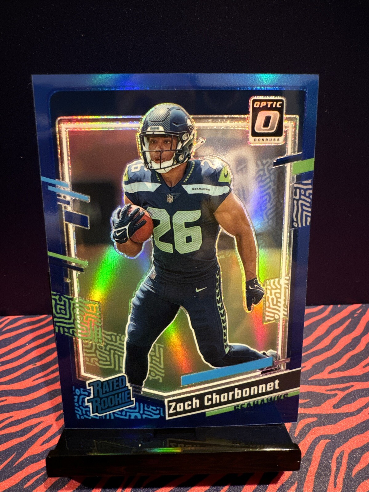Zach Charbonnet 2023 Panini Donruss Optic RC BLUE PRIZM 294 SP /199! Color Match