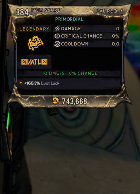 Tiny Tina's Wonderlands MODDED LEVEL 1 Loot Luck Spell (HIGH LUCK INCREASE)