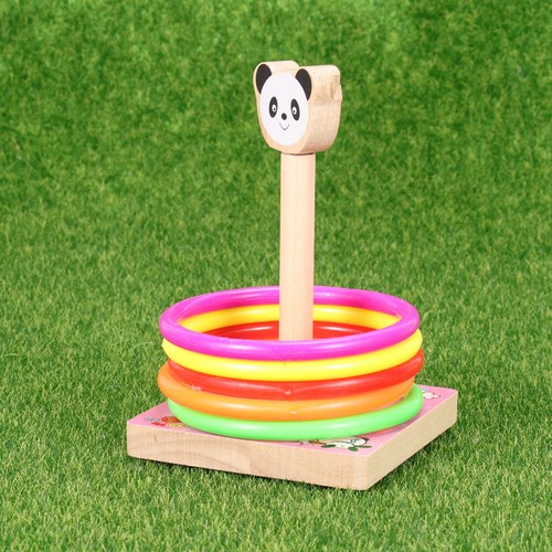 6 PCS Jungle Ring Toss Game Educational Plaything Wooden Kids Throwing
