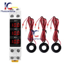 AC 80-500V 1-100A DIN-Rail Three-Phase AC Ammeter Digital Display Current Meter-