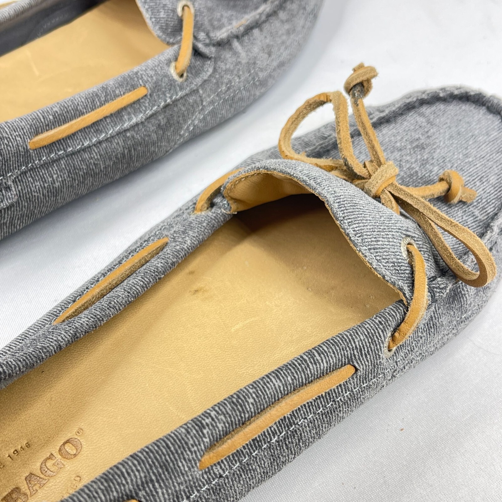 SEBAGO Womens 8.5 Blue Gray Denim Suede Boat Shoes Flats Slip On