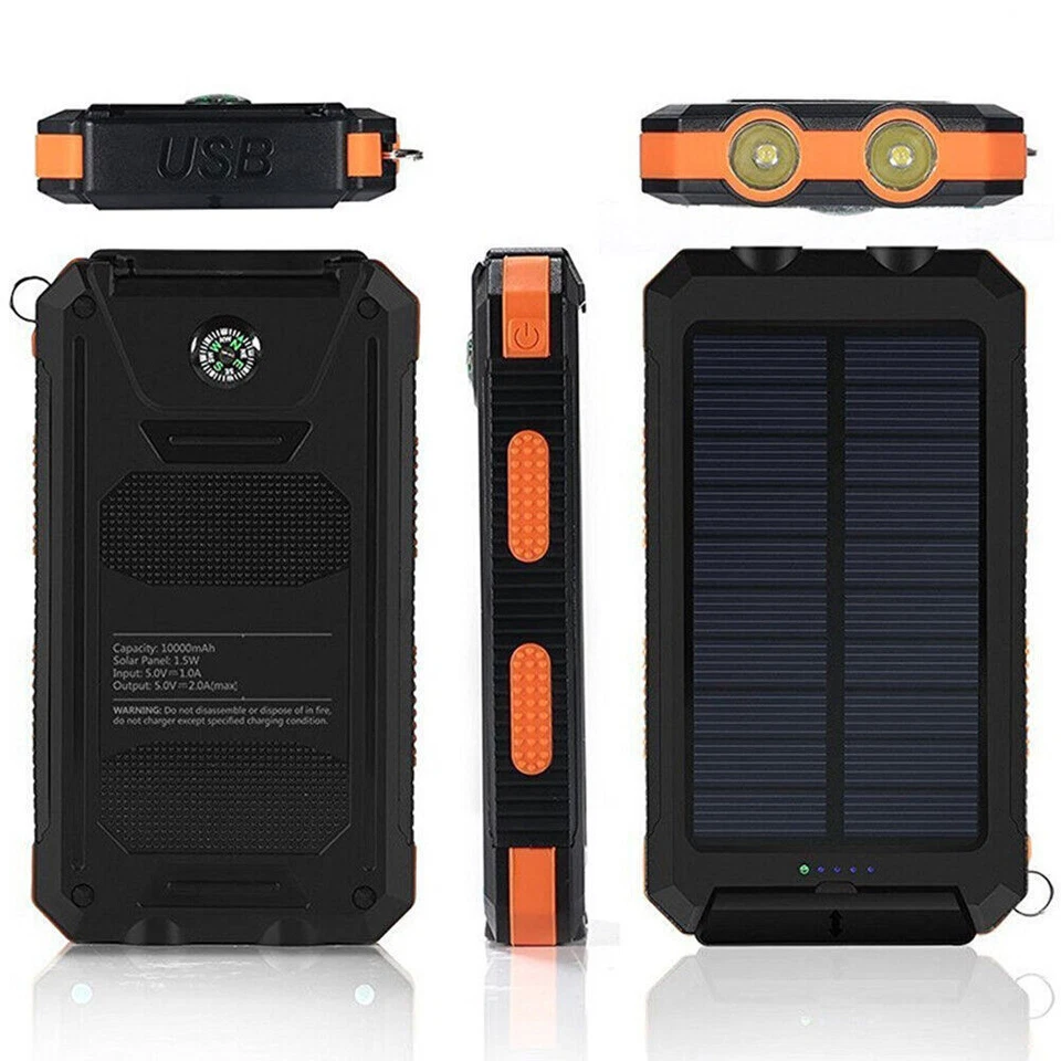 20000mAh 2USB Portable Super Fast Charger Backup Solar Power Bank For Cell Phone - Image 2 of 4