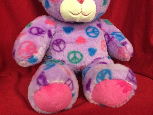 Build A Bear Tie Dyed Colorful Peace Sign Pattern Teddy Bear 15" Stuffed Plush - Imagen 3 de 7