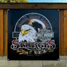 Harley Davidson 2006 Sturgis Rally Banner Sign 3ft x 3ft Black Hills Rally Flag