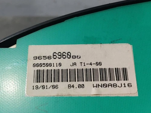 9656696080 Quadro Strumenti per PEUGEOT 206 E-Music 2004 909053 - Foto 6 di 10