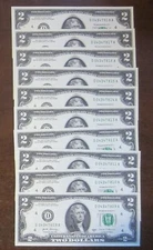 10 - UNCIRCULATED SERIES 2007-A $2.00 TWO DOLLAR BILLS IN SEQUENTIAL ORDER - NR
