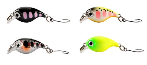 kit 4 mini minnow crank pesca trout area light spinning esche artificiali lago - Foto 6 di 7