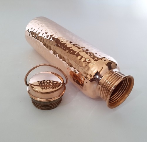 Copper Handle Bottle, Pitcher Flask With Ayurveda Yoga Health Benefits Drinkware - Picture 7 of 8