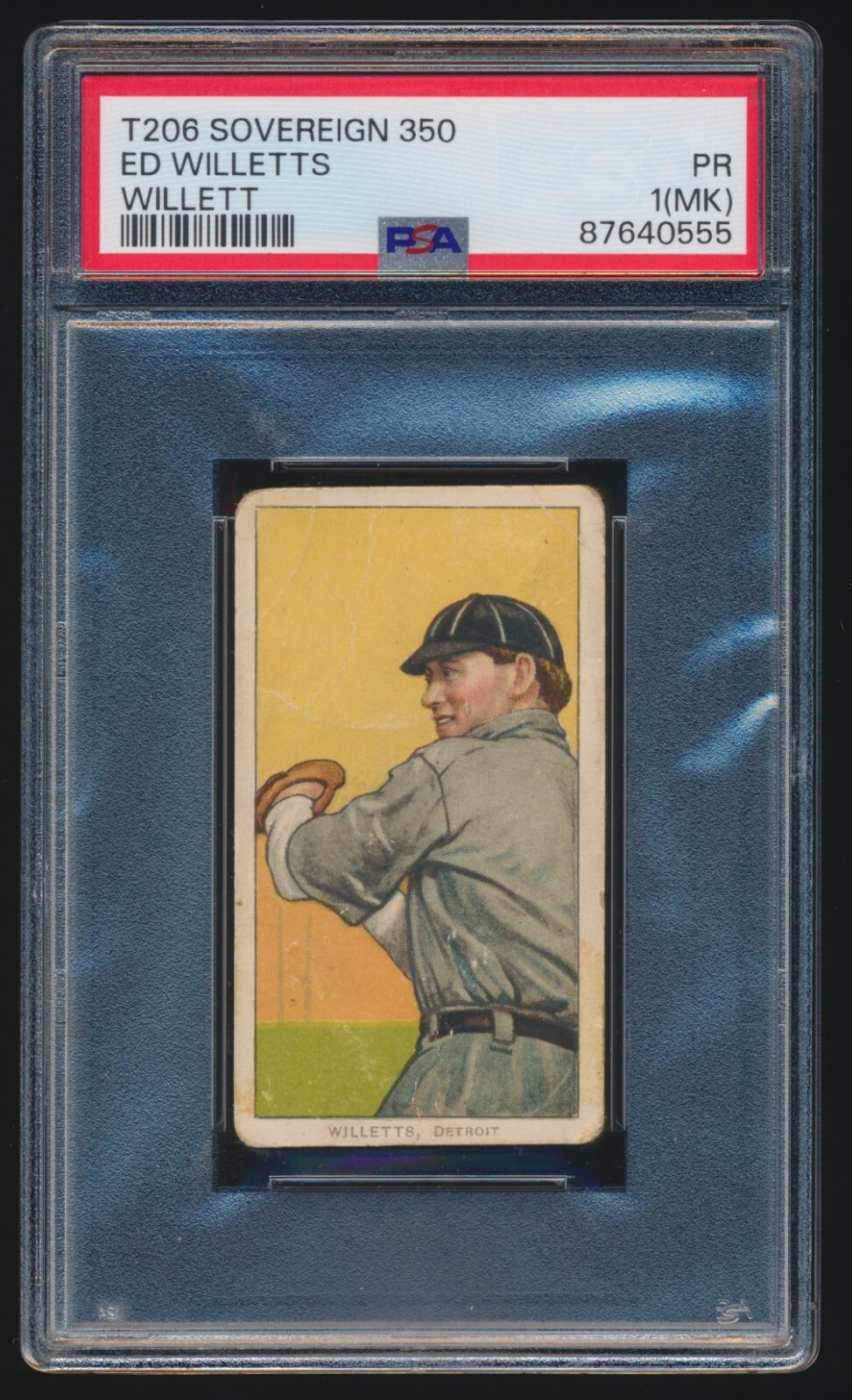 1909-11 T206 Ed Willett 350 Sovereign Detroit Tigers PSA 1(MK) NICE CENTERING