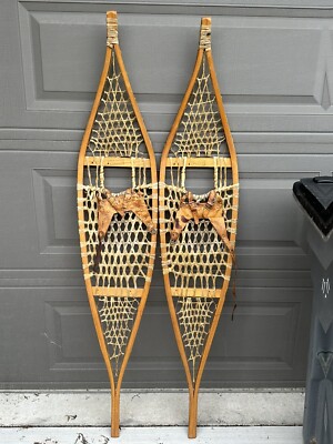 Vintage Kabir Kouba Wood & Rawhide Snowshoes W/ Leather Bindings 48 x 14 Vintage Kabir Kouba Wood & Rawhide Snowshoes | Mercari main image 3