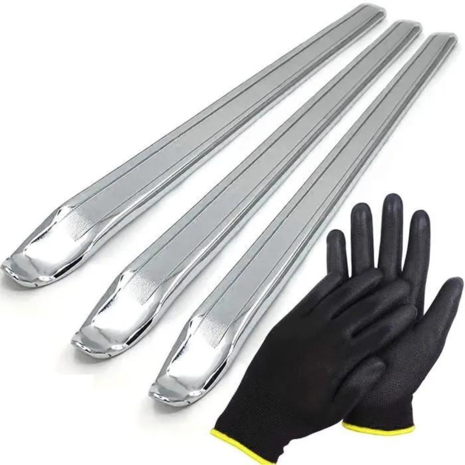 Démonte-pneu de 30cm en acier et gants de mécanique pour les réparations de vélo en itinérance
