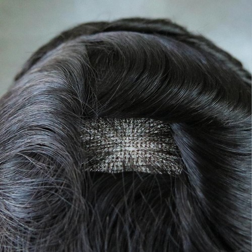 Mens Toupee All French Lace Human HairReplecement System Real Gent Pieces #1C - Picture 5 of 11