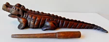 Vintage Thailand Folk Art Hand Carved Lizard / Caimin / Croc Guiro 10" Long