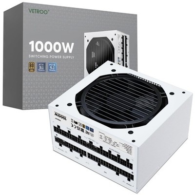 1000W White ATX Power Supply, 80 Plus Gold, Full Modular