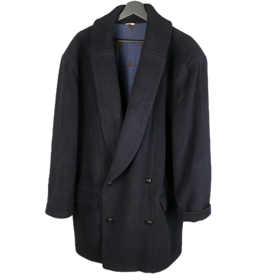 Abrigo Vintage Valentino Años 70-80 Italiano Azul Oscuro 100% Lana Talla 50 Foto 2 de 4