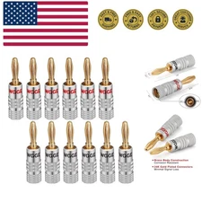 Banana Plugs Audio Jack Connector, 24k Gold Dual Screw Lock Speaker Connector...