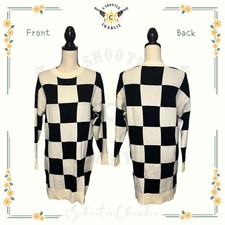 ZESICA Womens Colorblock Check Sweater Dress Long Sleeve Medium Long Sleeve