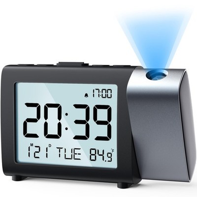 MeesMeek Projection Alarm Clock for Bedroom: Digital LCD Clock with Temperatu...