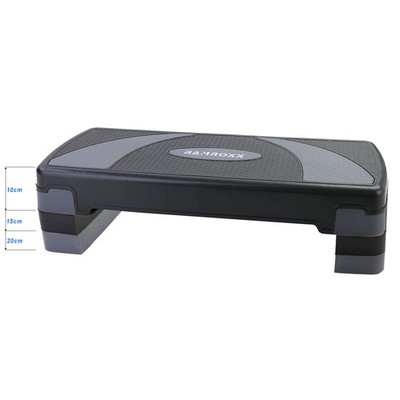 Fitness Stepboard Stepper Steppbrett Workout 3 Stufen Schwarz Grau 80x30cm