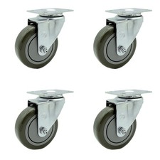 4 Inch Gray Polyurethane Wheel Swivel Top Plate Caster Set Service Caster Brand