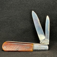 EARLY RUSSELL BARLOW POCKET KNIFE SMOOTH BONE 2-BLADE ORIGINAL USA ANTIQUE