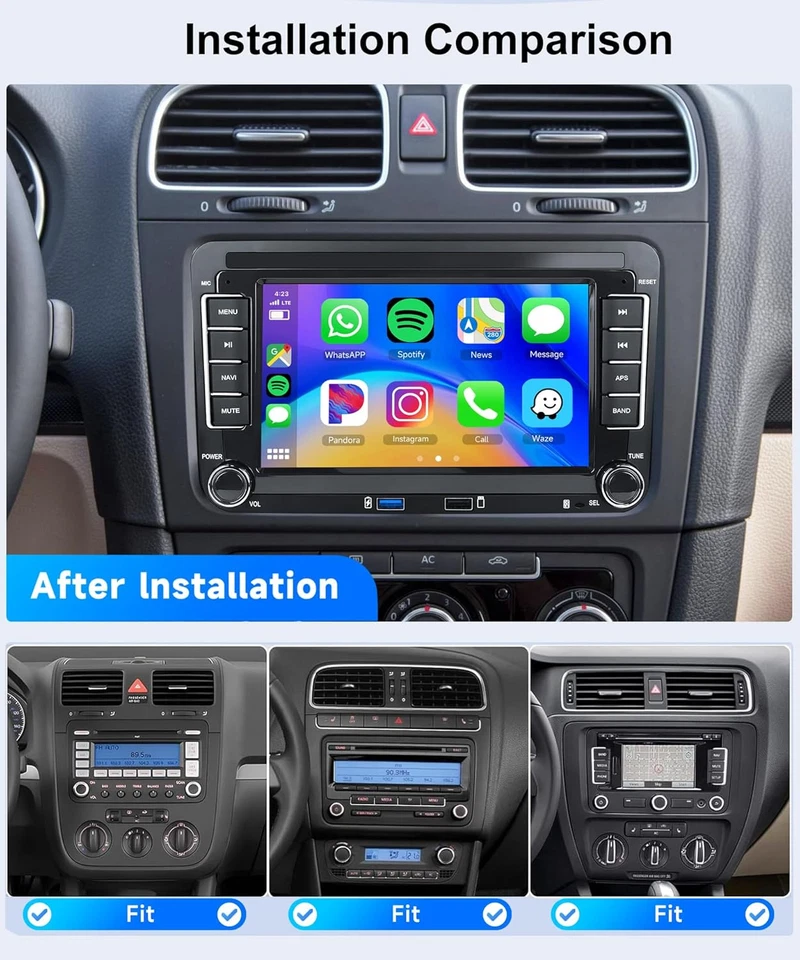 FOR VW GOLF MK5 POLO PASSAT JETTA GPS ANDROID 15 CAR STEREO DVD CARPLAY 2GB+64GB - Image 2 of 4