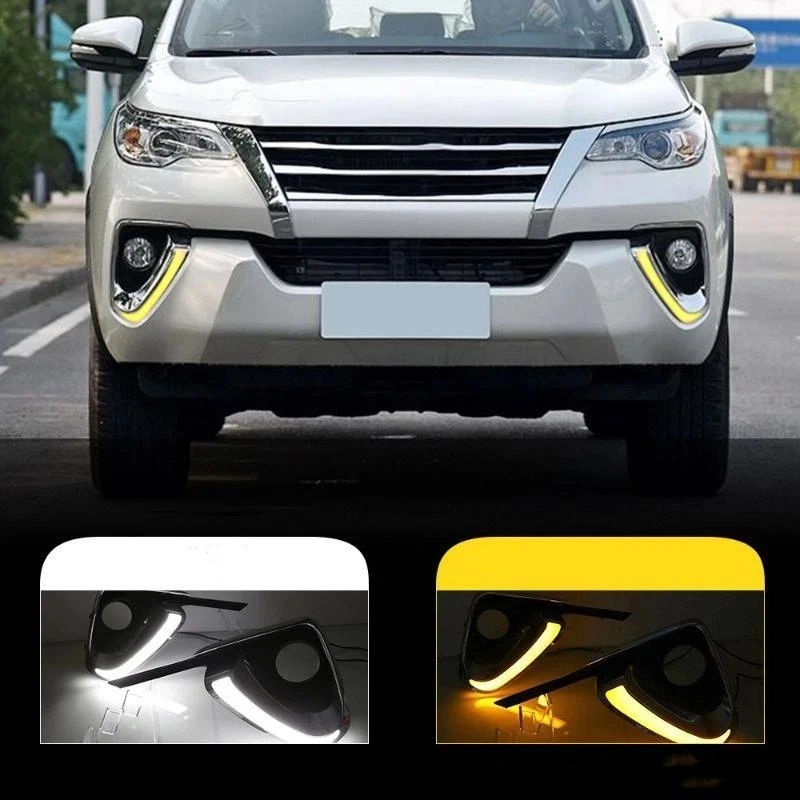 2PCS LED Daytime Running Lights Fog Light Covers For Toyota Fortuner 2017-2018 - image 3 of 4