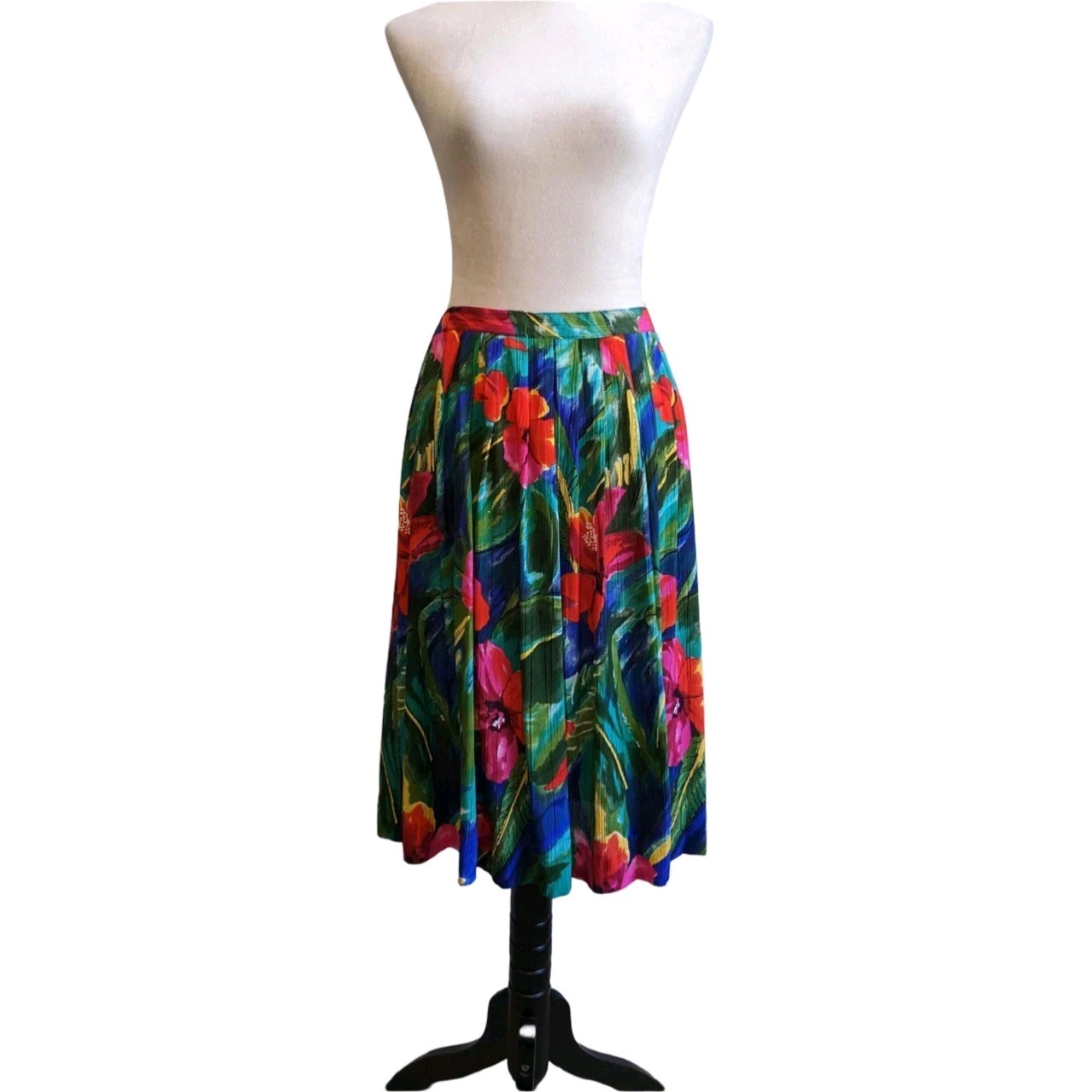 Vintage 90s Alfred Dunner skirt womens size 14 tropical floral midi skirt