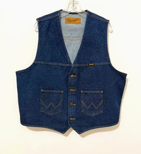 Vintage Wrangler Dark Wash Denim Vest Western Country Cowboy Men's
