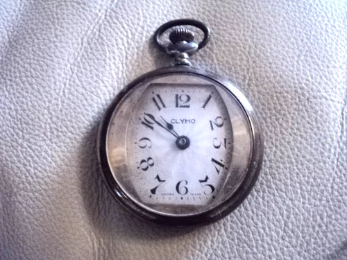 Rare Antique Clymo Gold Plated Wind Up Swiss Made Men's Pocket Watch Working