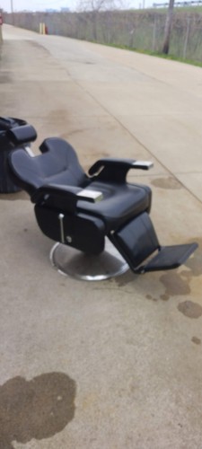 Artist hand Black Reclining Barber Chair With Footrest Synthetic Leather