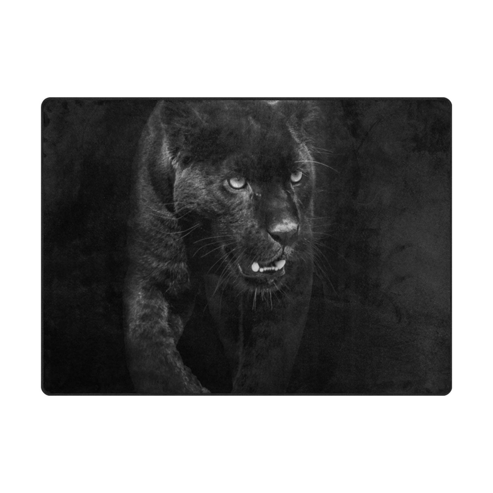 Large Area Rugs Panther in Dark Printed,Lightweight Water-Repellent Floor Car... thumbnail 2