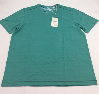 Tommy Bahama Mens Wave Tropic V Neck Tee Shirt  Azul Mar Size Medium