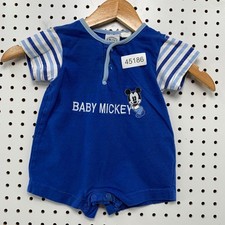 Vintage Mickey  Co Toddler One Piece Baby Boys 3-6 Months Blue Snap Cotton