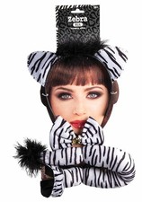 Zebra Kit Ears Tail Animal Fancy Dress Up Halloween Adult Costume Accessory