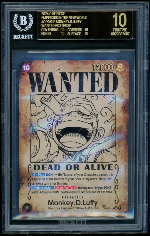 OP Monkey D. Luffy Emperors In the New World Wanted Poster SP BGS 10 BLACK LABEL