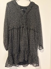 Zara Polka Dot Ruffle Hem Mini Dress Boho Feminine Girly Size M