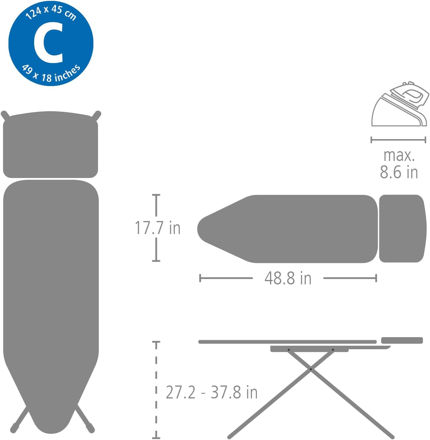 XL Comfort Ironing Board with Steam Generator Rest & Adjustable Height