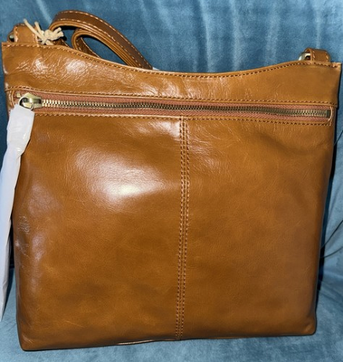 #ad Hobo Cambel Crossbody purse polished leather truffle brown Bag Tan NEW $78.00