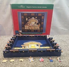 Vintage Kurt Adler Magnetic Nativity Advent Calendar Wooden Christmas Complete