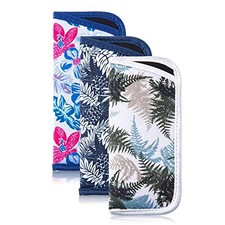 Reading Glasses Pouch Eyeglass Sleeve Soft Case Slim 3 Pack Small Leaves